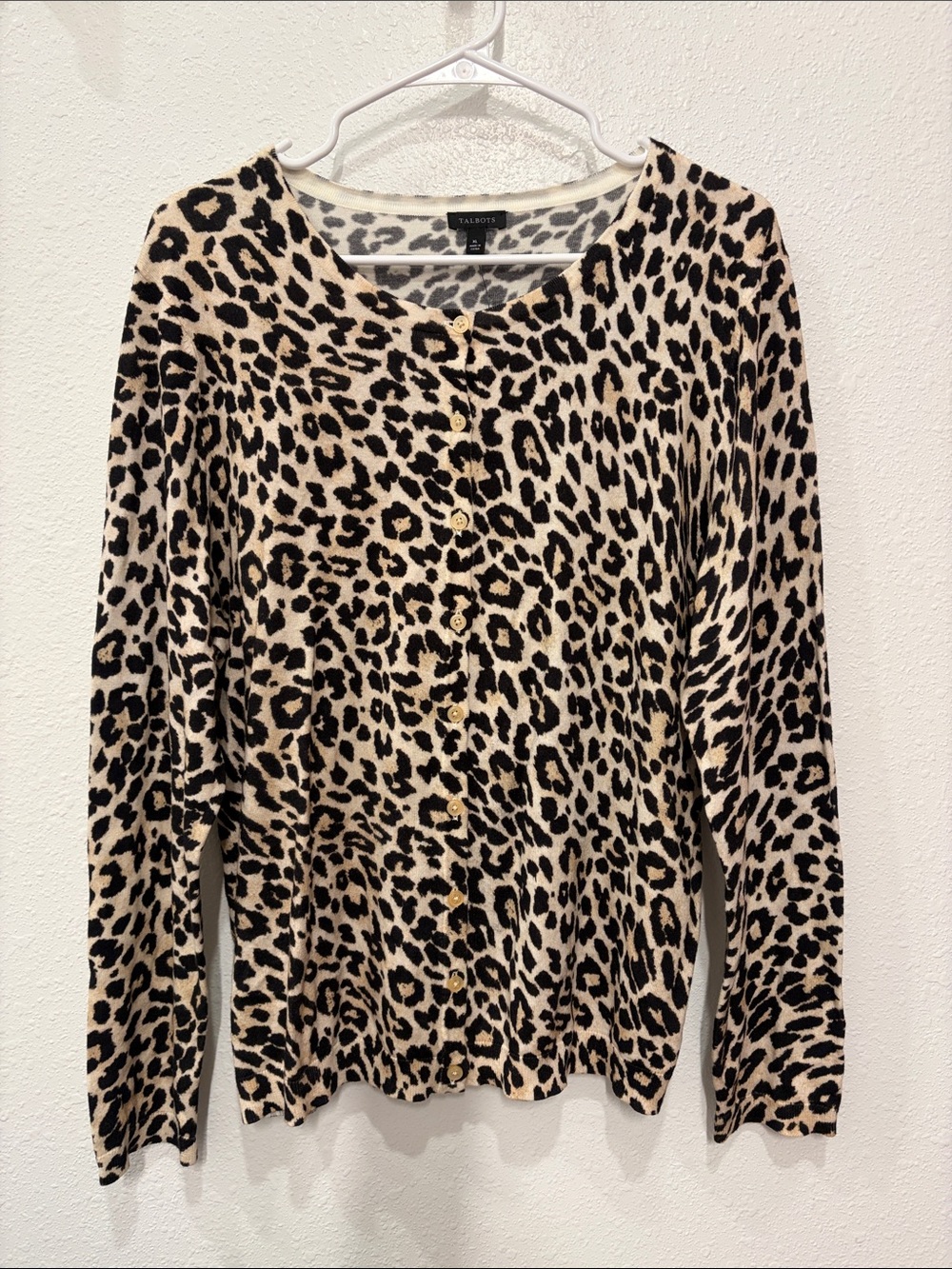 Talbots Leopard-Print Button-Front Sweater